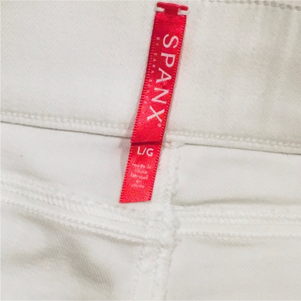 SPANX White High Rise Pull-On Skinny Legging Jeans Shape Stretch Denim Size- L - Picture 15 of 16